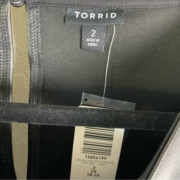 Torrid Black Faux Leather Dress Skater Dress Luxe Ponte Coated Black 2X NWT - Picture 4 of 16